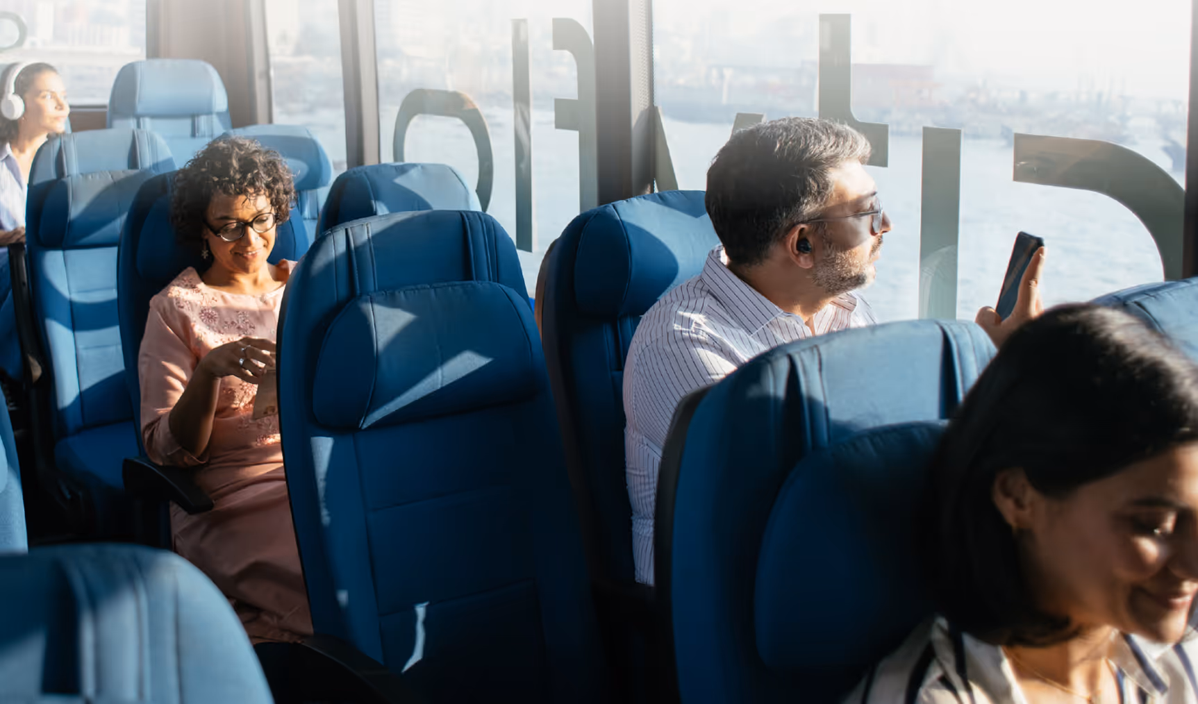 Employees in a bus