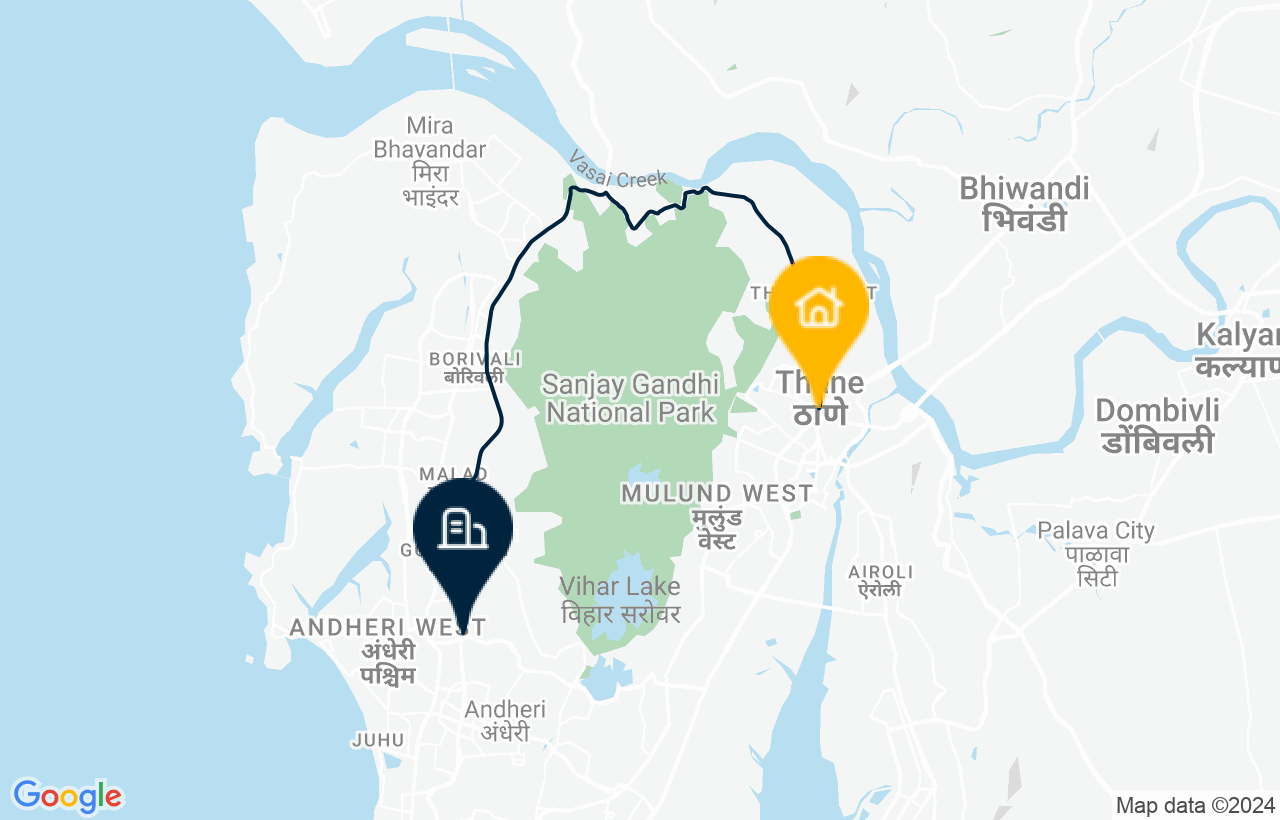Thane - Goregaon East (NTH) route map