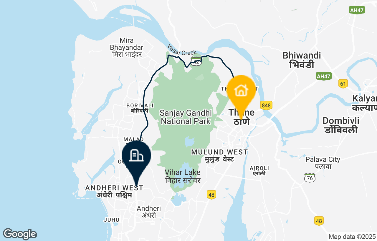 Thane - Goregaon East (NTH) route map