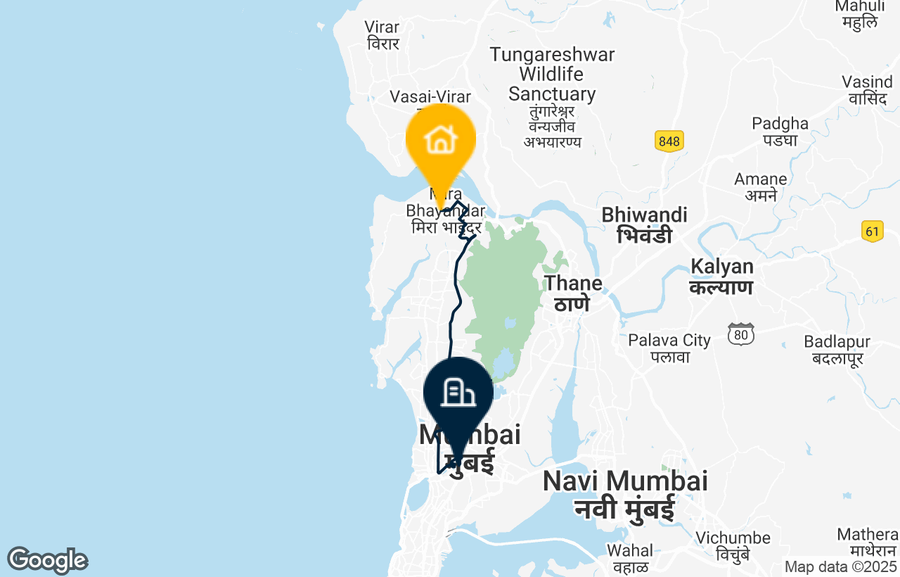 Mira Bhayandar - BKC route map