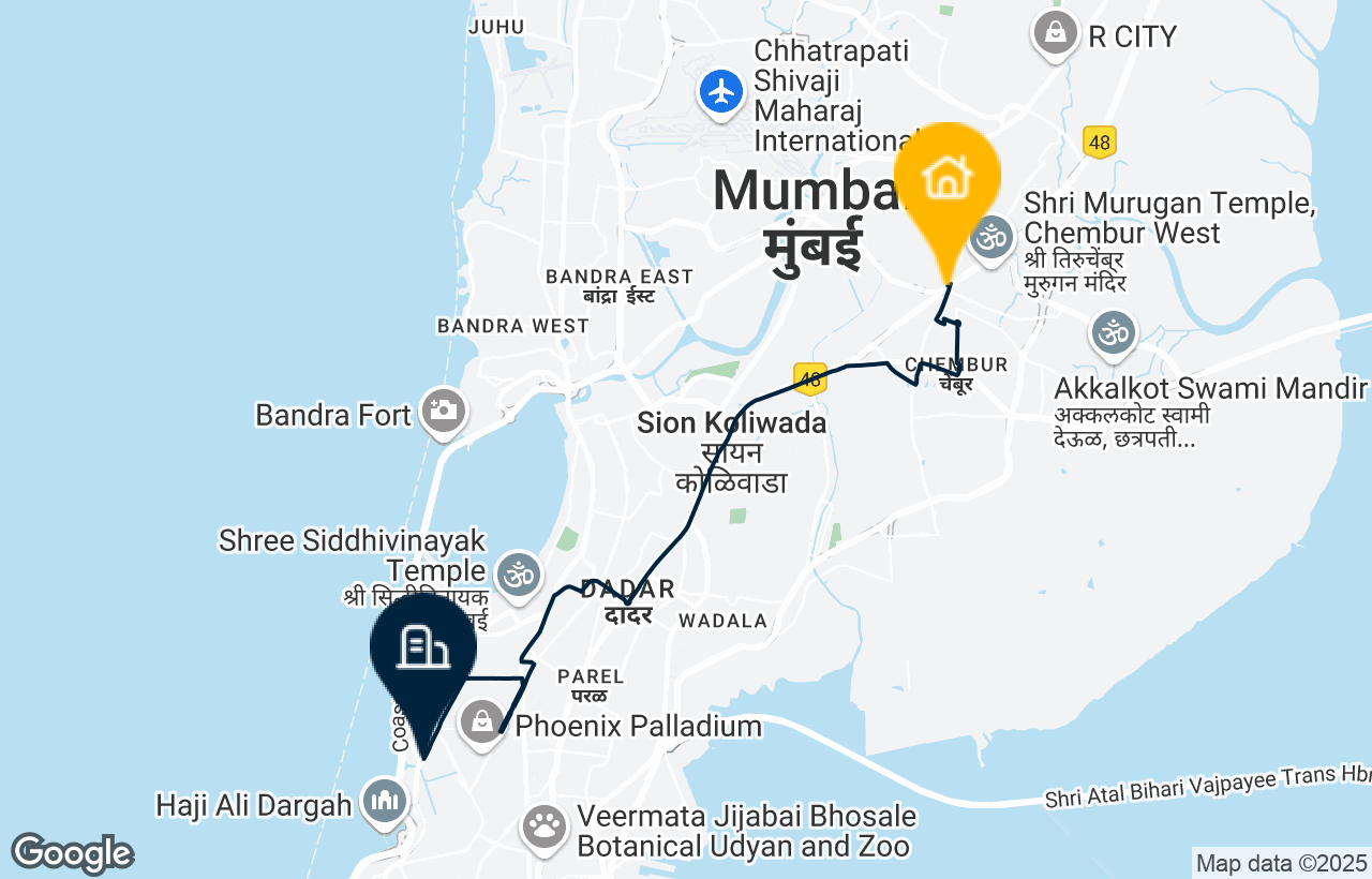 Chembur - Worli route map