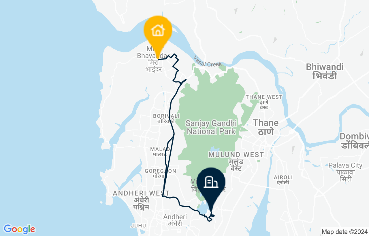 Mira Bhayandar - Powai route map