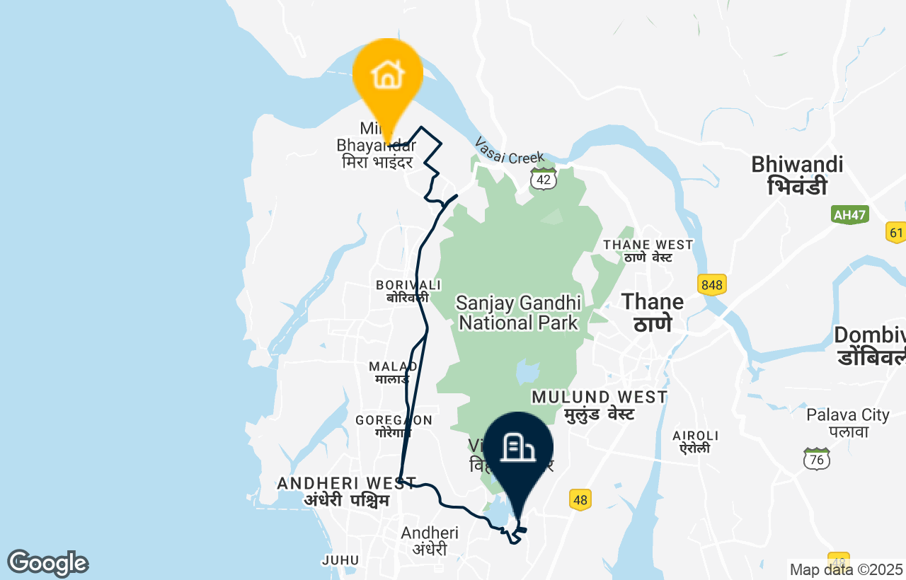 Mira Bhayandar - Powai route map