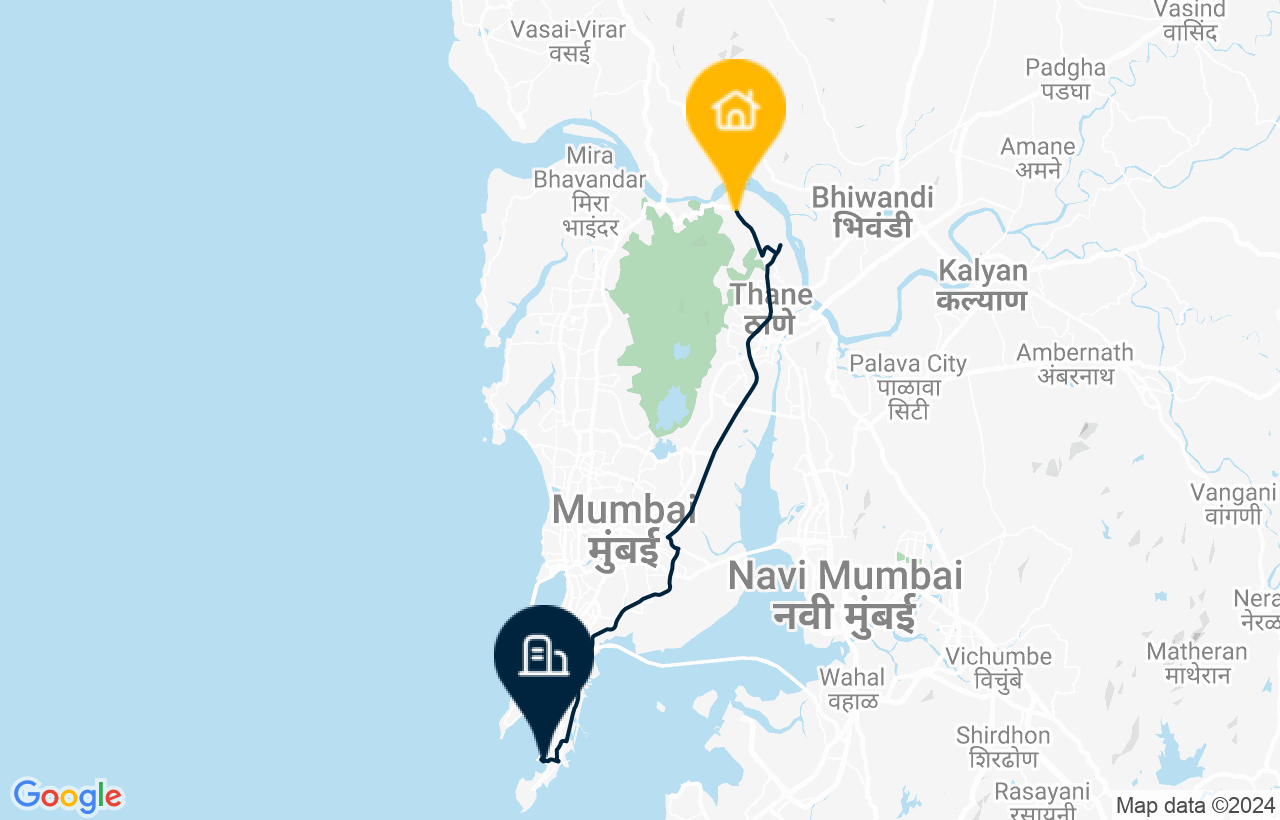 Thane - South Mumbai route map
