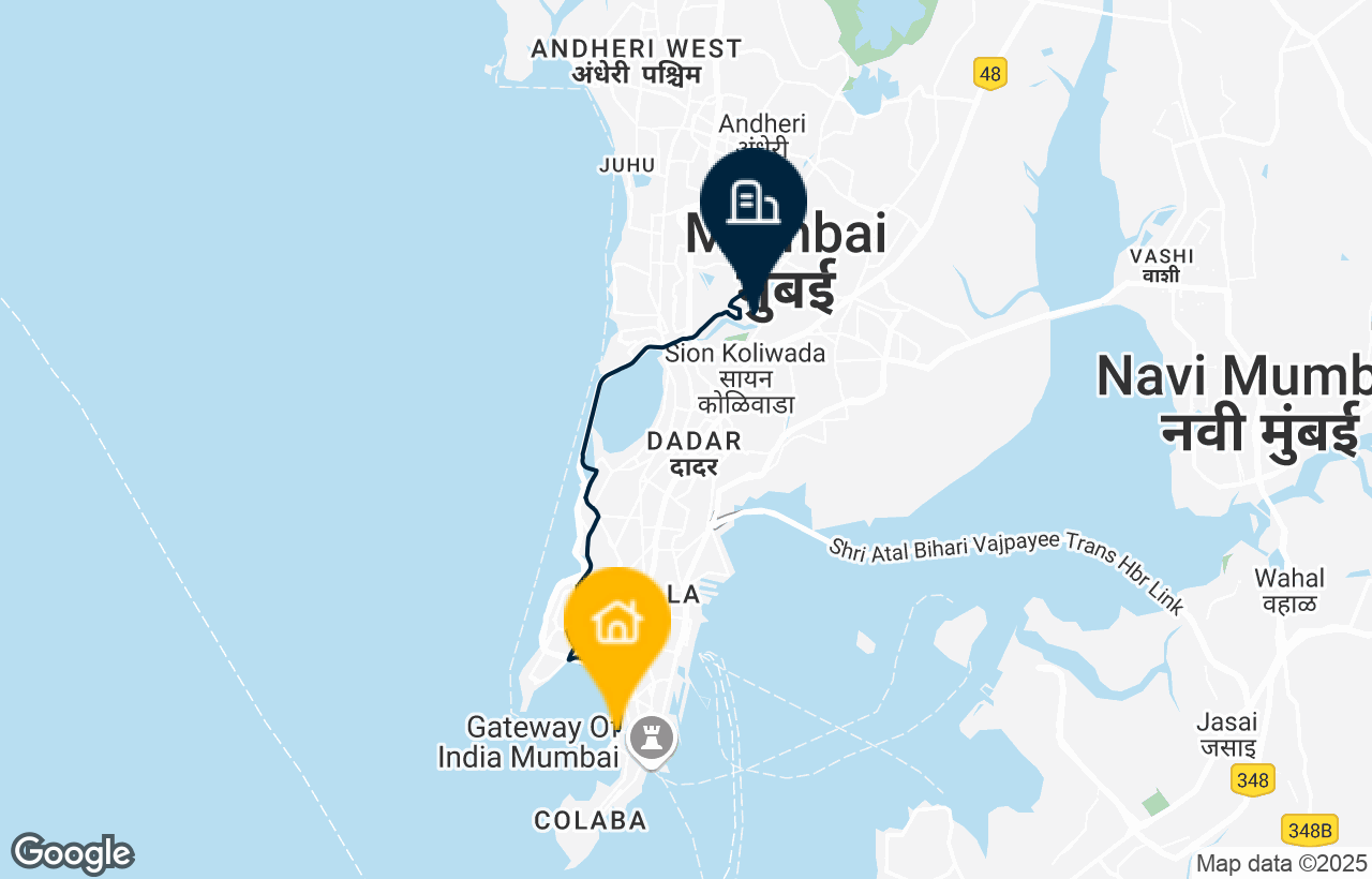 South Mumbai - BKC route map