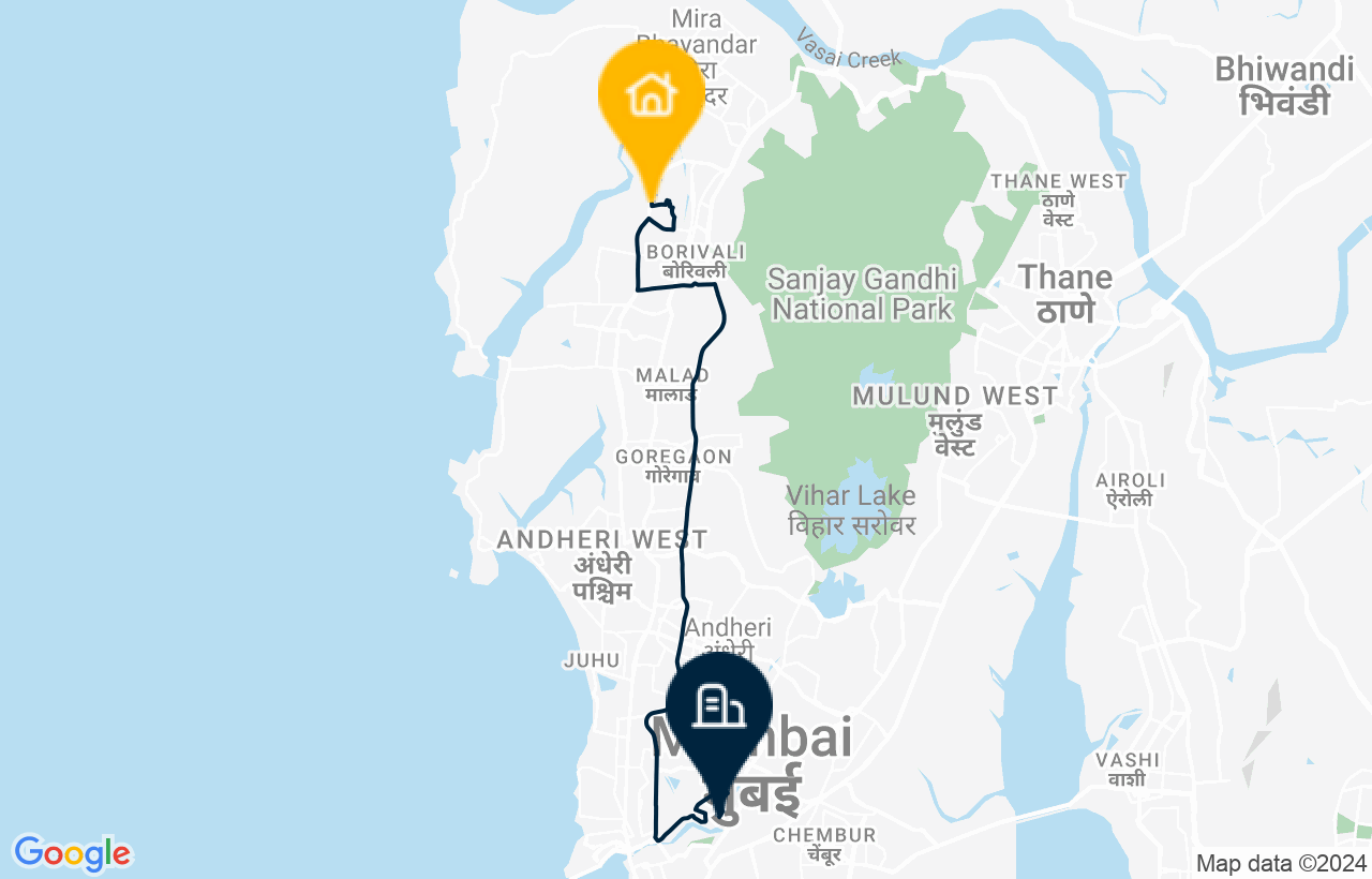 Borivali - BKC route map