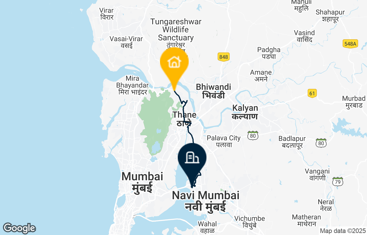 Thane - Navi Mumbai route map