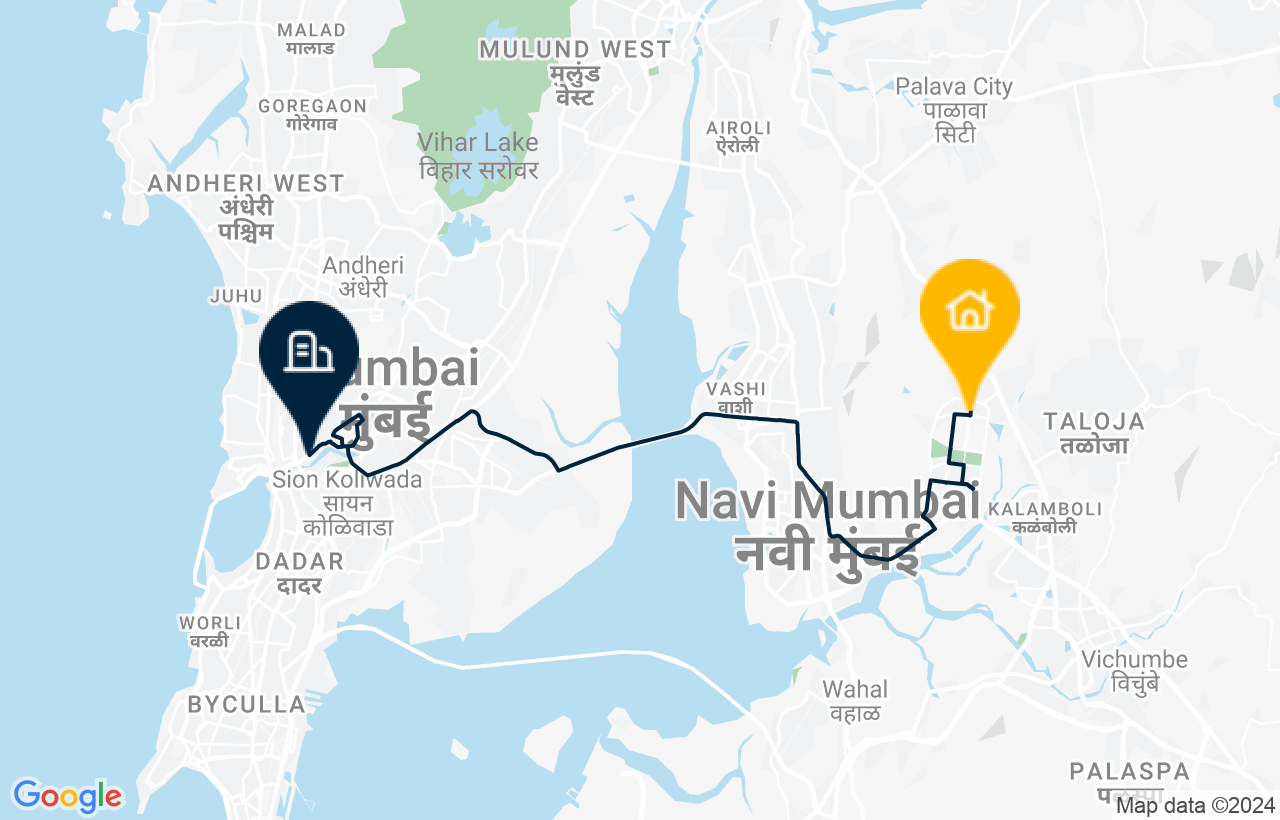 Navi Mumbai - BKC route map