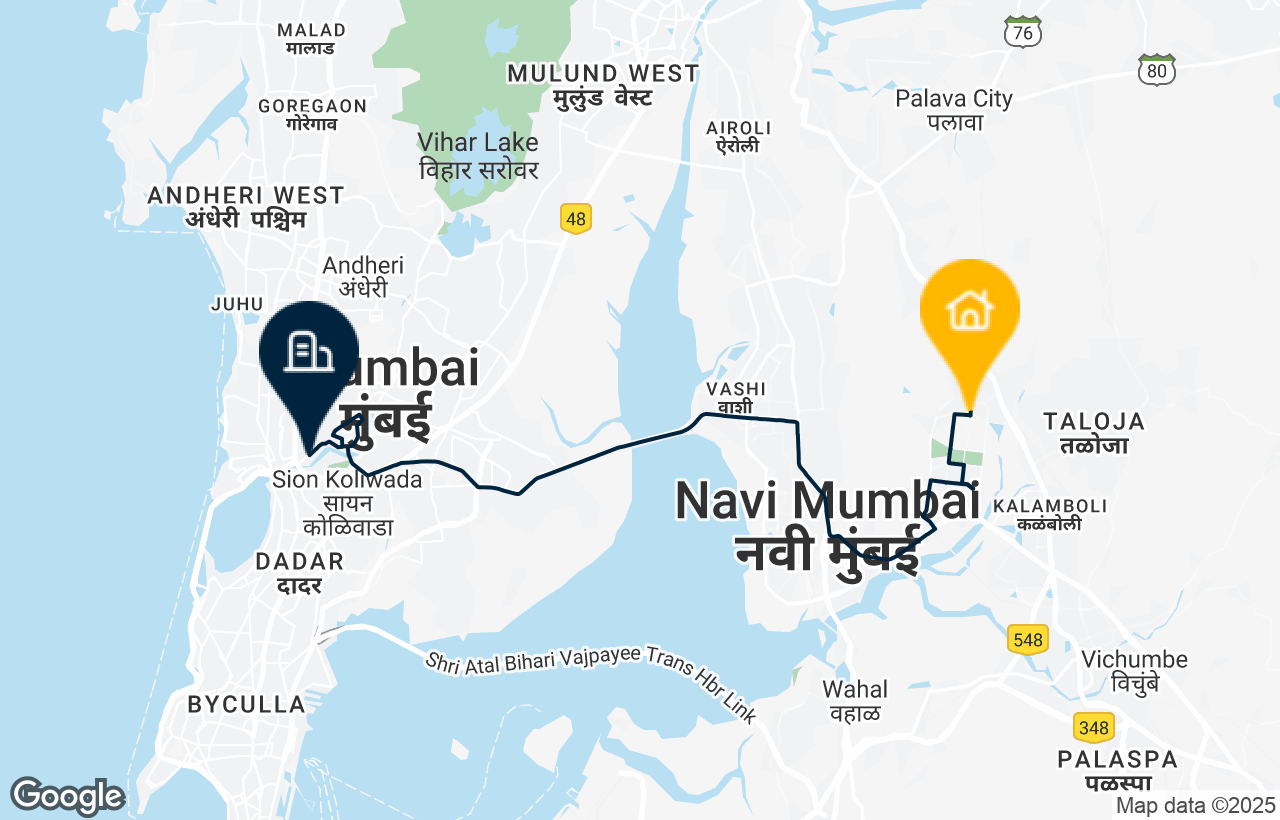 Navi Mumbai - BKC route map