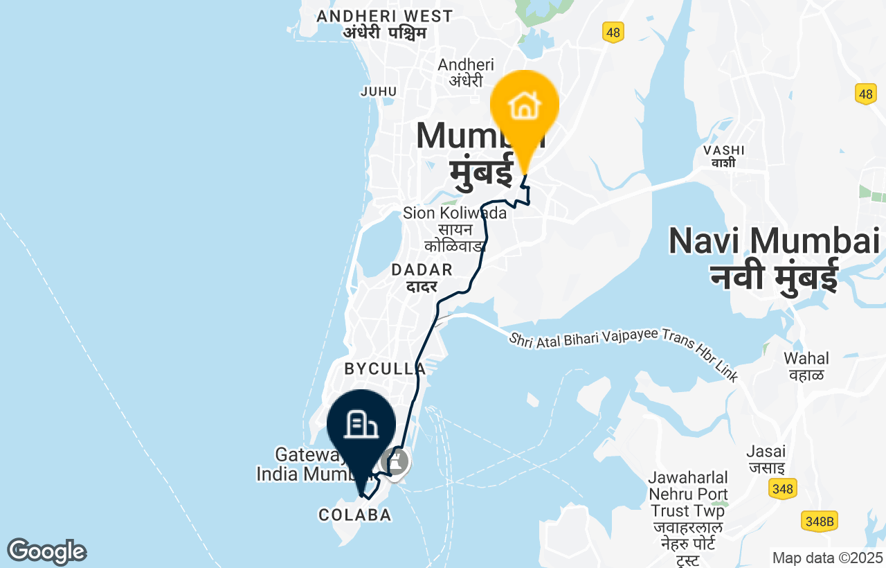 Chembur - South Mumbai route map