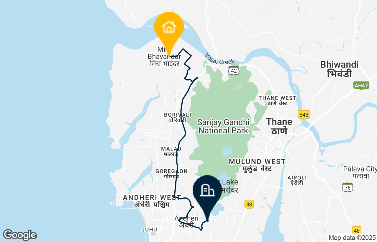 Mira Bhayandar - Saki Naka route map