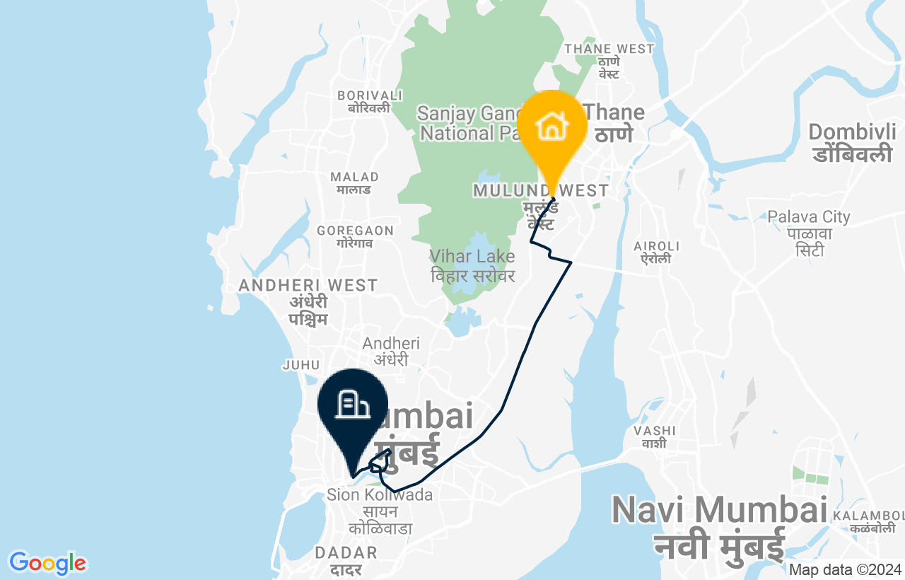 Mulund - BKC route map