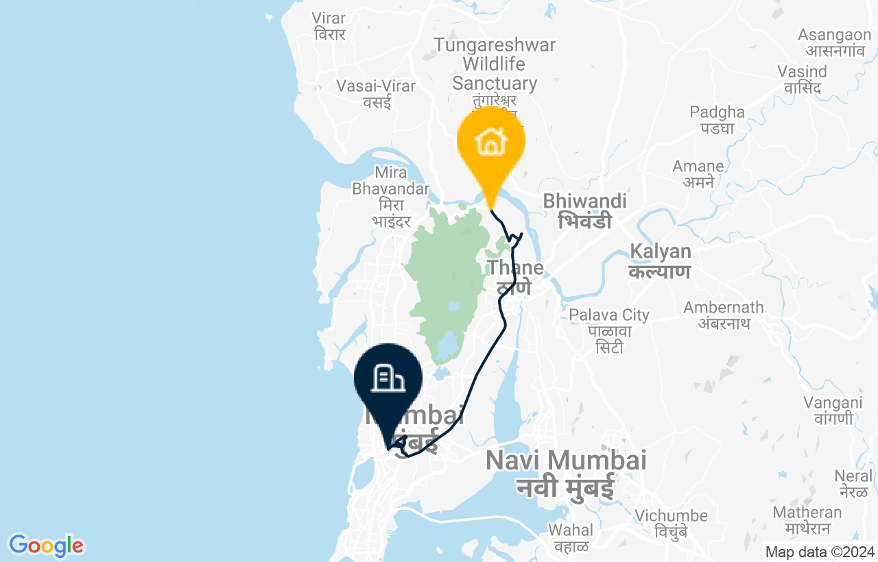 Thane - BKC route map
