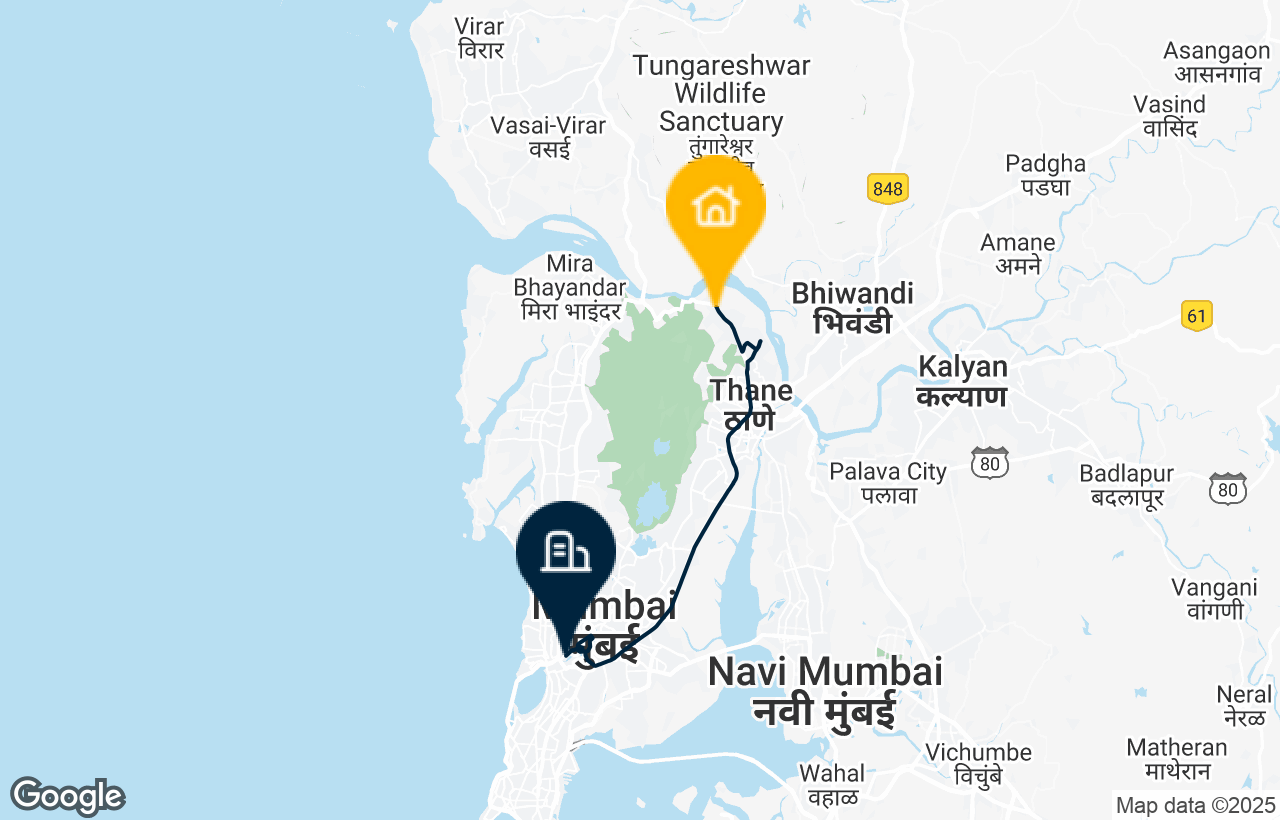 Thane - BKC route map