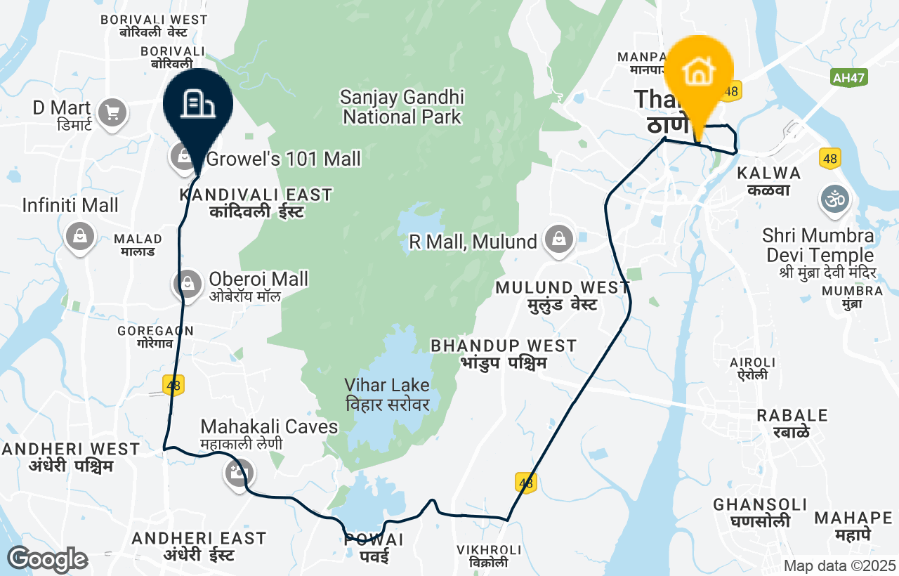 Thane - Goregaon East (STH) route map