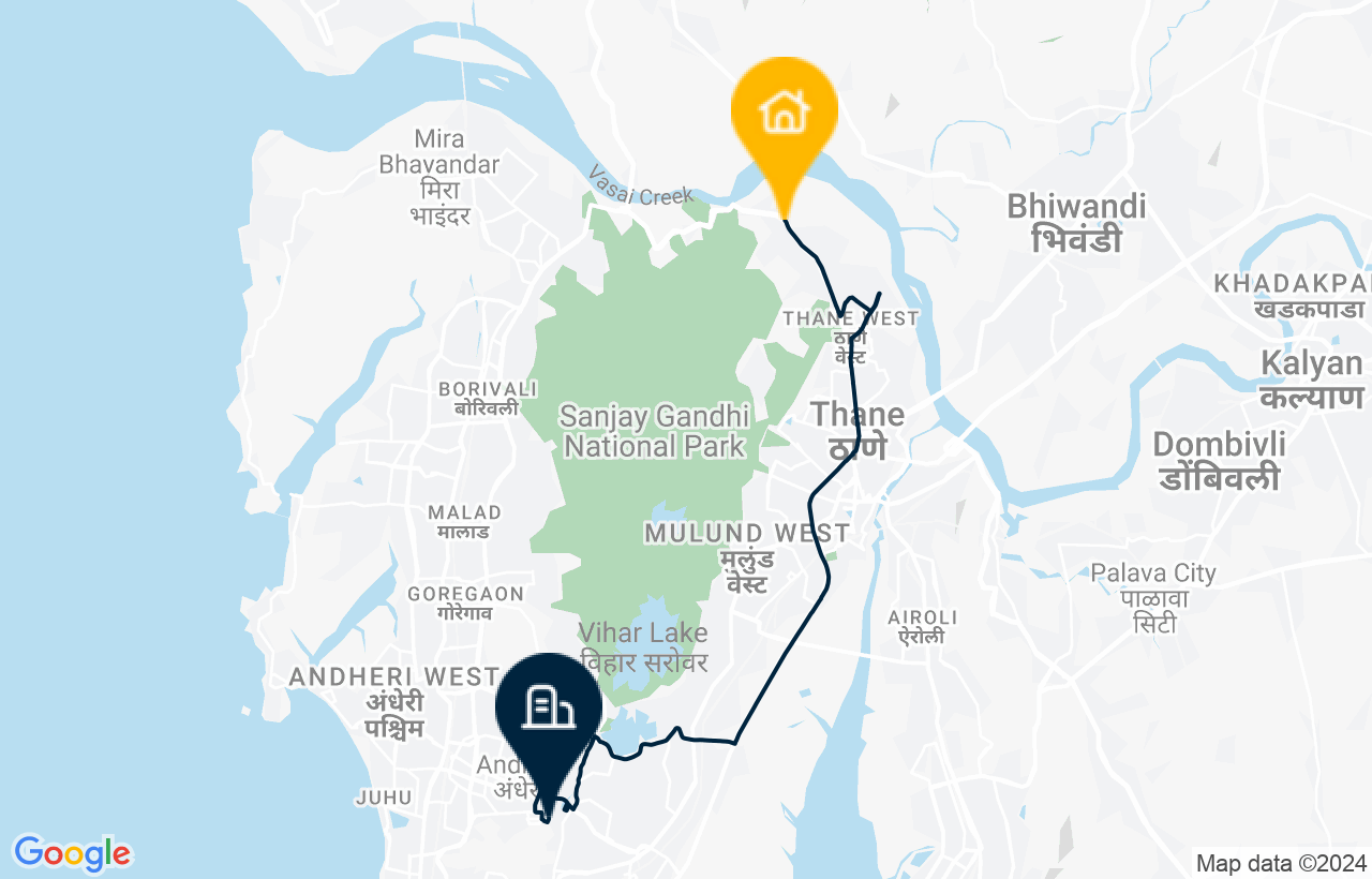 Thane - Marol route map