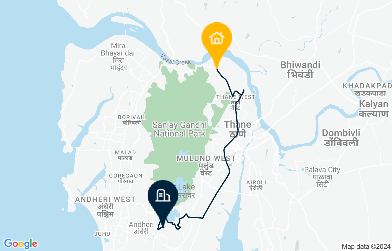 Thane - Powai route map