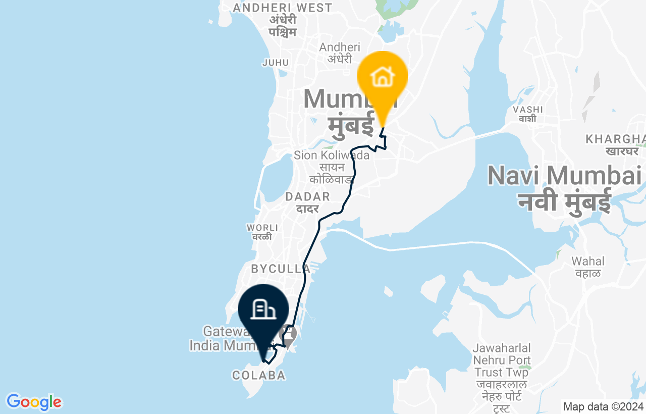 Chembur - South Mumbai route map