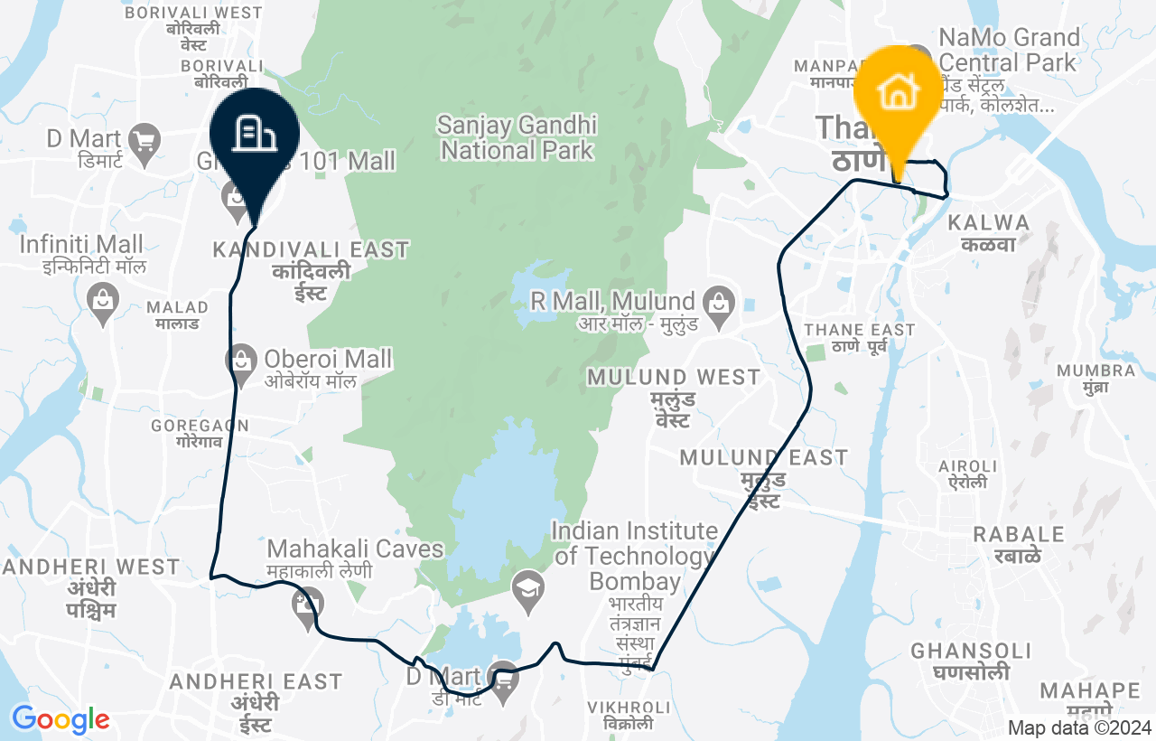 Thane - Goregaon East (STH) route map